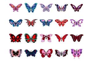 conjunto de ilustração vetorial de borboleta colorida vetor
