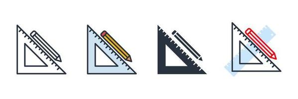 ilustração em vetor governante ícone logotipo. modelo de símbolo de régua de medição e triângulo para coleção de design gráfico e web