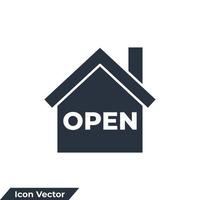casa ícone aberto ilustração em vetor logotipo. modelo de símbolo de casa para coleção de design gráfico e web