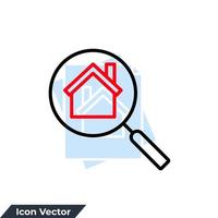 pesquisa casa ícone logotipo ilustração vetorial. modelo de símbolo de lupa para coleção de design gráfico e web vetor