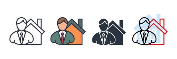 ilustração em vetor logotipo ícone corretor de imóveis. modelo de símbolo de empresário e casa para coleção de design gráfico e web