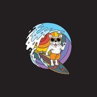 vetor de mascote de surf bulldog