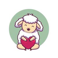 ovelhas fofas abraçam ilustração de desenhos animados de amor vetor