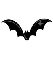 ícone de vetor de morcego preto bonito. adesivo de halloween assustador em estilo simples.