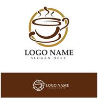 xícara de café logotipo modelo vetorial ícone ilustração design vetor