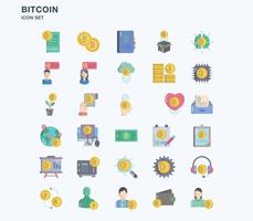 conjunto de ícones planos bitcoin e criptomoeda