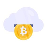 ícone de design moderno de bitcoin na nuvem vetor