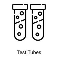 ícone de linha de tubo de ensaio isolado no fundo branco vetor