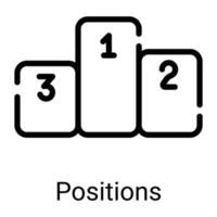 competição, ícone de linha de posições isolado no fundo branco vetor