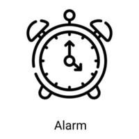 ícone de linha de despertador isolado no fundo branco vetor