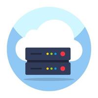 rack de servidor de dados com nuvem denotando conceito de servidor em nuvem vetor