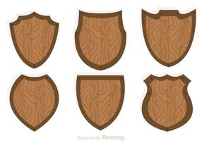 Vetores de ícones de escudo de madeira