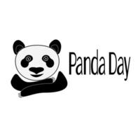 dia do panda, urso preto e branco fofo em estilo cartoon para cartão postal ou design de banner vetor