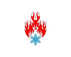 ilustração de logotipo de chama de fogo e floco de neve vetor