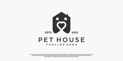 conceito de logotipo de animal de estimação com vetor premium de conceito de amor e casa