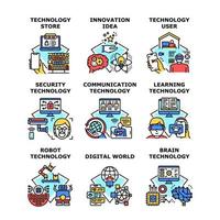 ilustração em vetor ícone do conjunto de tecnologia de rede de tecnologia