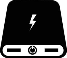 ícone de banco de potência em fundo branco. estilo plano. ícone de bateria do banco de energia para o design do seu site, logotipo, aplicativo, interface do usuário. símbolo de powerbank elétrico. sinal de dispositivo de carregamento portátil. vetor