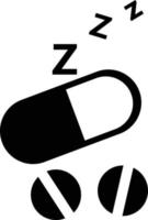 ícone de pílula para dormir em fundo branco. estilo plano. sinal de sono. símbolo de drogas de cura de distúrbio do sono. vetor