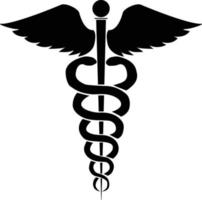 ícone de saúde caduceu em fundo branco. símbolo médico. estilo plano. logotipo de caduceu de cobra médica. sinal de medicina. vetor