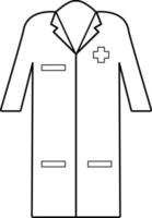 ícone de roupas de vestido médico em fundo branco. elemento de sinal de medicina. estilo plano. símbolo de uniforme médico. vetor