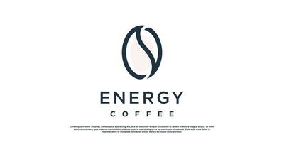 design de logotipo de energia de café com vetor premium de conceito simples e exclusivo