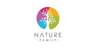 design de logotipo de ícone de família de natureza com vetor premium de estilo moderno criativo