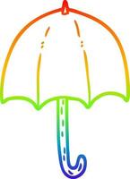guarda-chuva aberto de desenho de linha de gradiente de arco-íris vetor