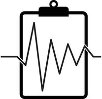 área de transferência com ícone de batimento cardíaco em fundo branco. sinal de teste médico. símbolo de relatório médico. estilo plano. logotipo do seguro de saúde. vetor