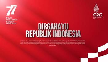77º Indonésia. dia da independência da república indonésia. design de modelo de pôster de ilustração vetor