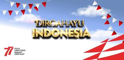 Indonésia 77 anos. dia da independência da república da indonésia. design de modelo de pôster de ilustração vetor