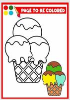 livro de colorir para crianças. sorvete vetor