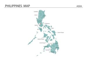 filipinas mapa ilustração vetorial sobre fundo branco. mapa tem todas as províncias e marca a capital das filipinas. vetor