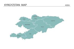 Quirguistão ilustração vetorial de mapa sobre fundo branco. mapa tem todas as províncias e marca a capital do Quirguistão. vetor