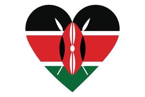 vetor de bandeira do coração do Quênia em fundo branco.