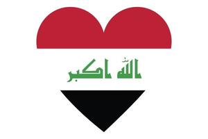 vetor de bandeira do coração do Iraque em fundo branco.