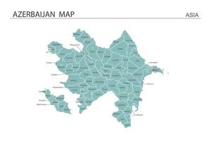 ilustração vetorial de mapa do azerbaijão em fundo branco. mapa tem todas as províncias e marca a capital do azerbaijão. vetor