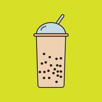 café frio fresco boba ilustração vetorial ícone refresco bebida copo de plástico vetor