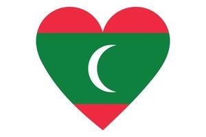 vetor de bandeira do coração das Maldivas em fundo branco.