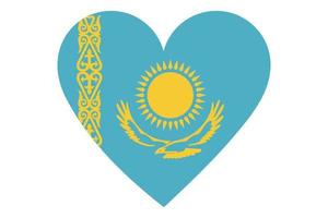 vetor de bandeira do coração do Cazaquistão em fundo branco.