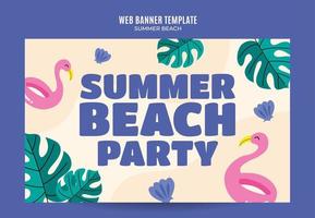 dia de verão - banner web de festa na praia para pôster de mídia social, banner, área espacial e plano de fundo vetor