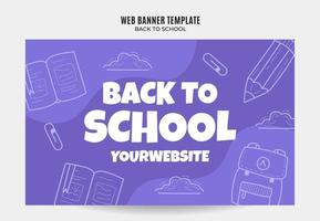 back to school web banner para pôster de mídia social, banner, área espacial e plano de fundo vetor