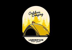 design de distintivo de ilustração de acampamento de tenda de cúpula vetor