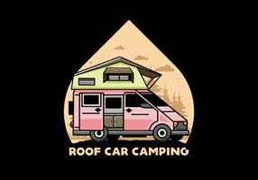 acampar no design de ilustração de carro de telhado vetor