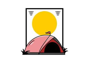 design de distintivo de ilustração de acampamento de tenda de cúpula vetor