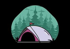 design de distintivo de ilustração de acampamento de tenda de cúpula vetor