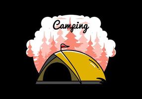 design de distintivo de ilustração de acampamento de tenda de cúpula vetor
