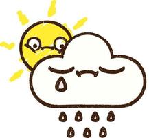 desenho de giz de nuvem chorando vetor