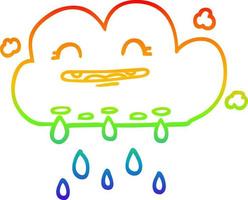 desenho de linha de gradiente de arco-íris nuvem de chuva de desenho animado vetor