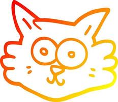 rosto de gato de desenho animado desenho de linha de gradiente quente vetor