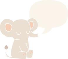 elefante de desenho animado e bolha de fala em estilo retrô vetor